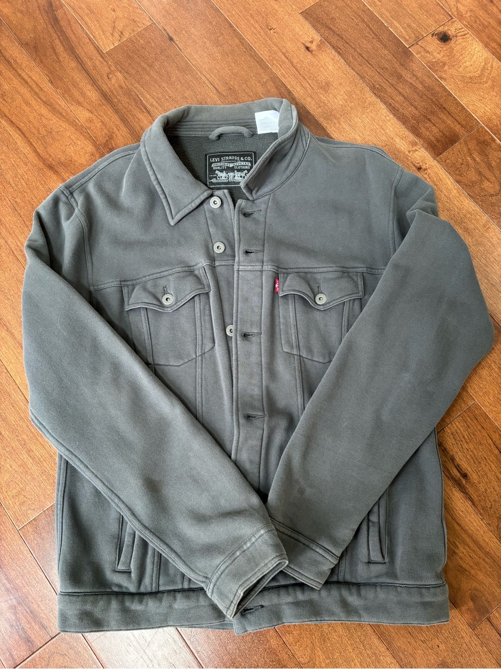 Levi's Men's Charcoal Gray Fleece Shirt Jacket
